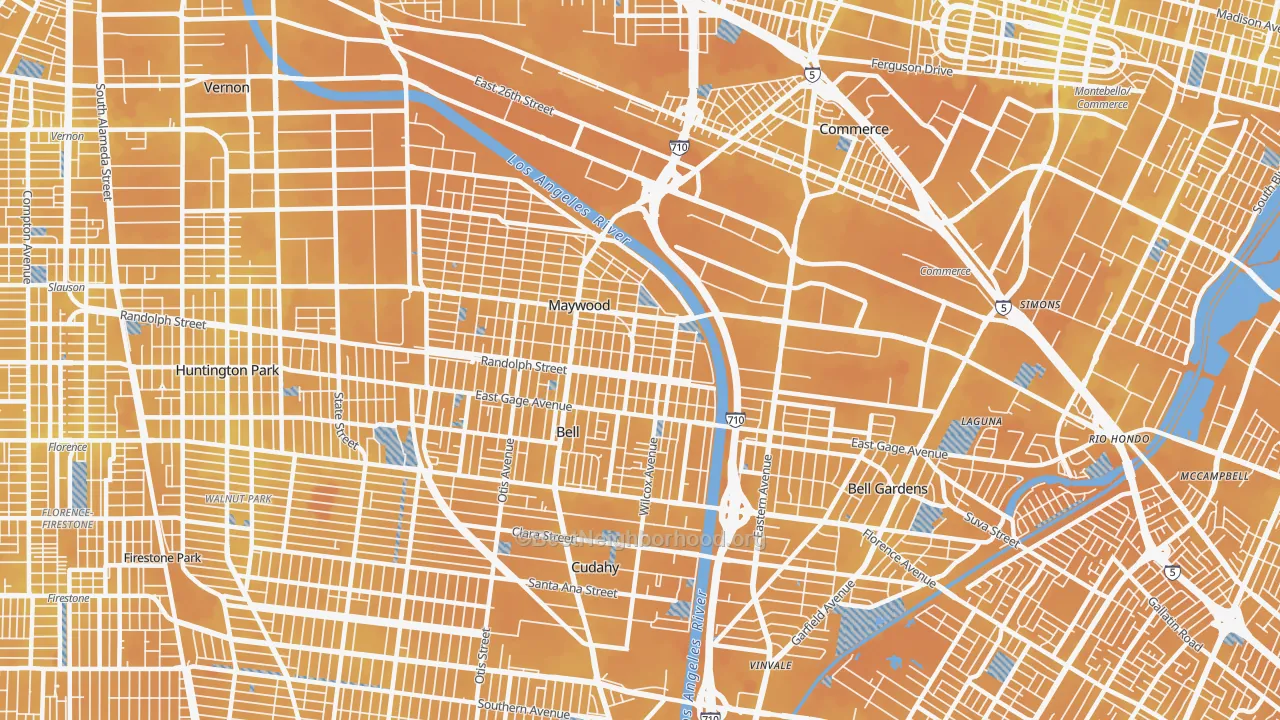 Transit Grade map of Walker, Maywood, CA