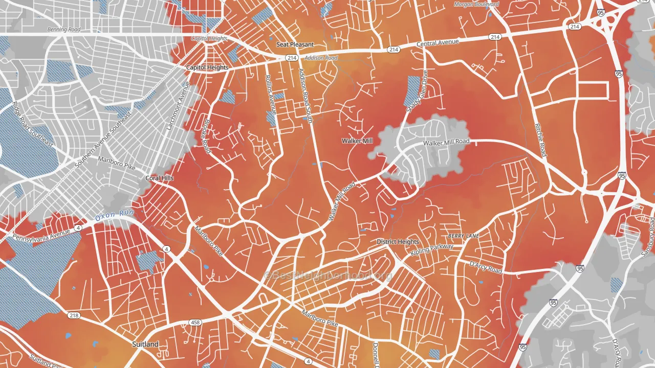 Transit Grade map of Walker Mill, District Heights, MD
