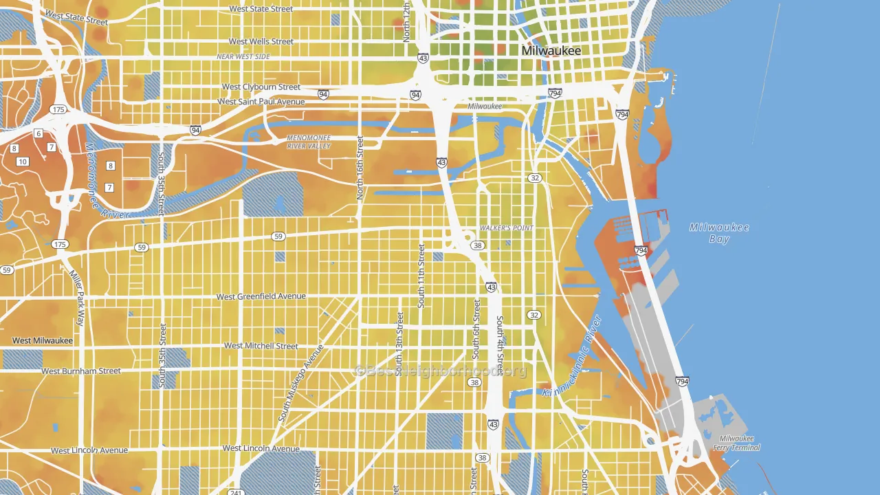 Transit Grade map of Walker's Point, Milwaukee, WI