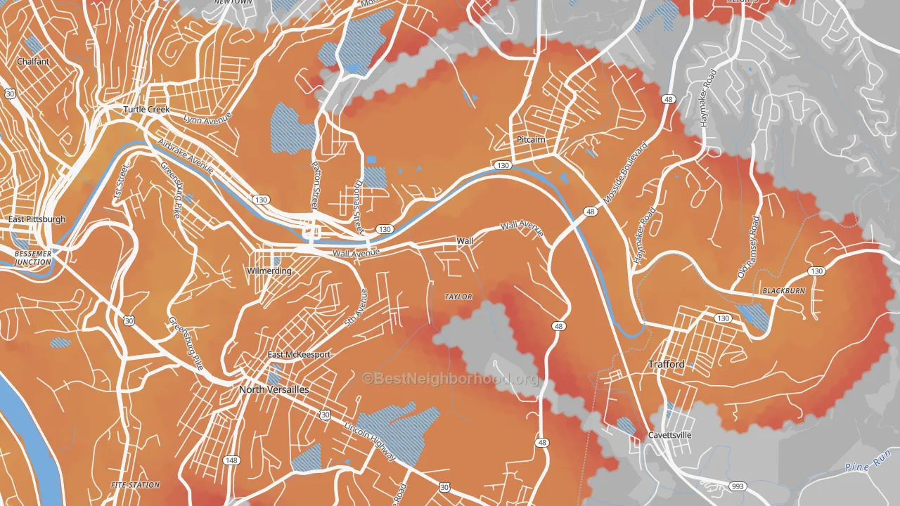 Transit Grade map of Wall, PA