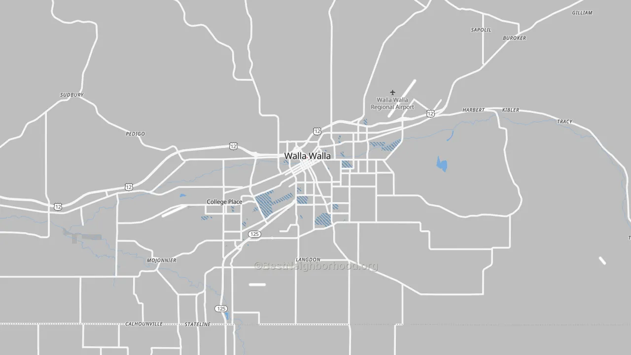 Transit Grade map of Walla Walla, WA