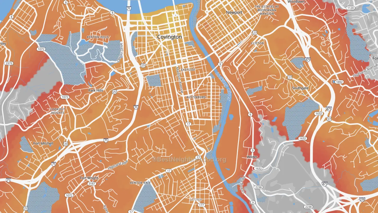 Transit Grade map of Wallace Woods, Covington, KY