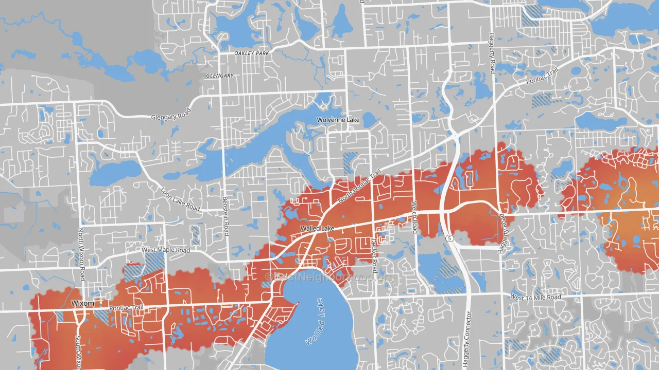 Transit Grade map of Walled Lake, MI