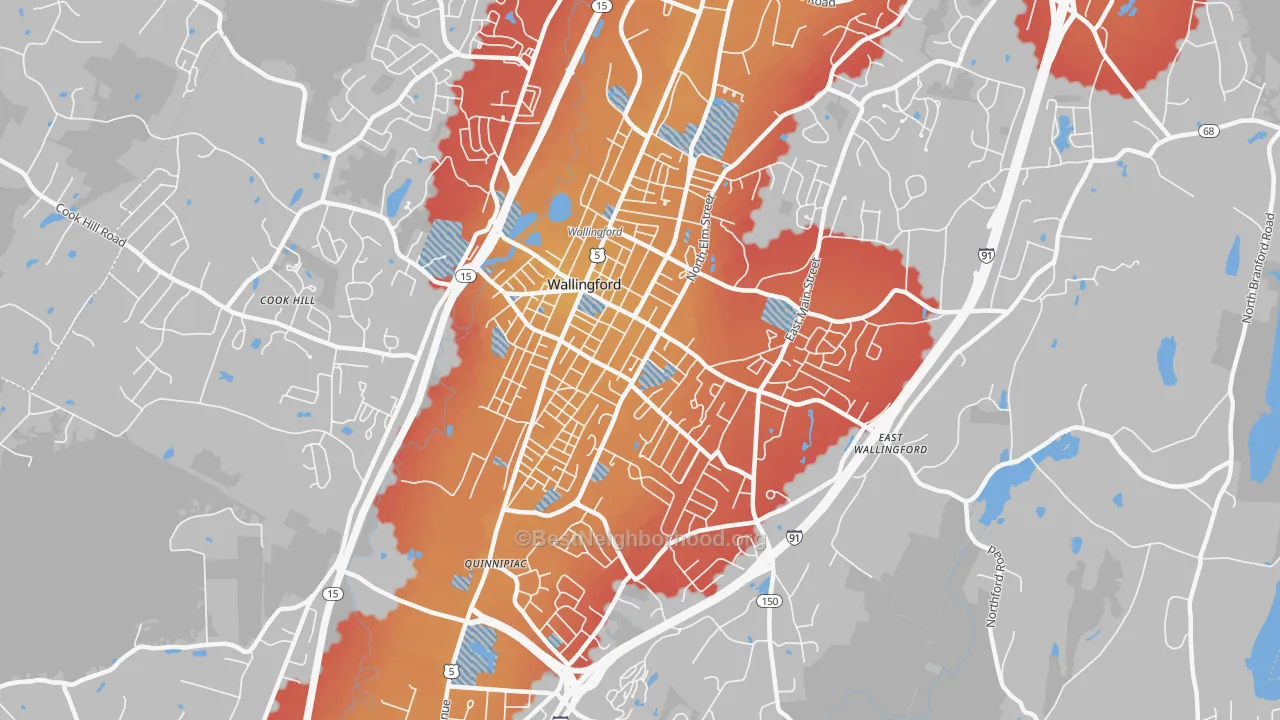 Transit Grade map of Wallingford Center, CT