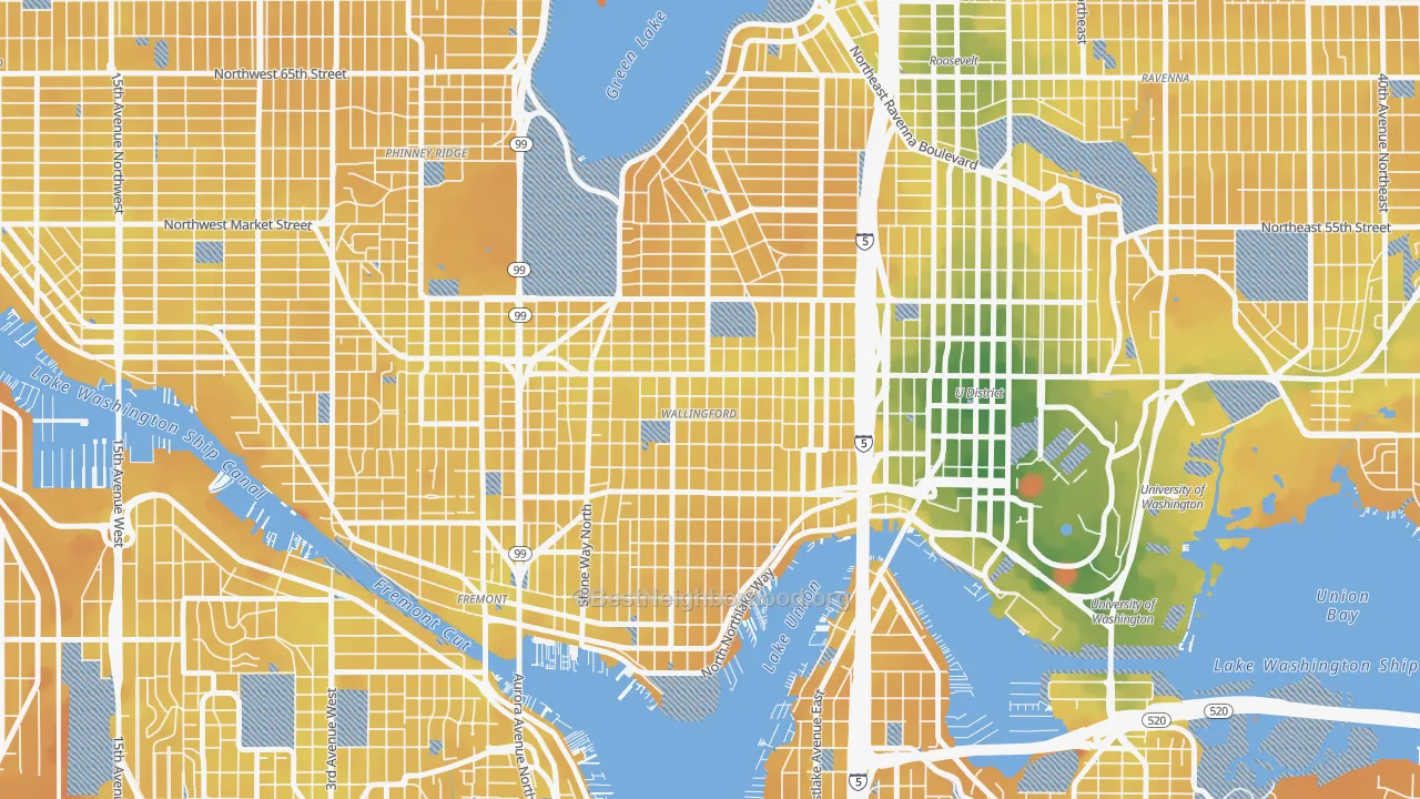 Transit Grade map of Wallingford, Seattle, WA
