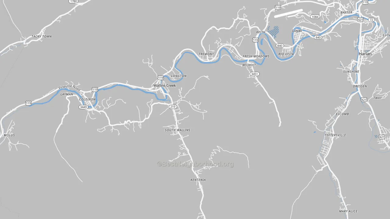 Transit Grade map of Wallins Creek, KY