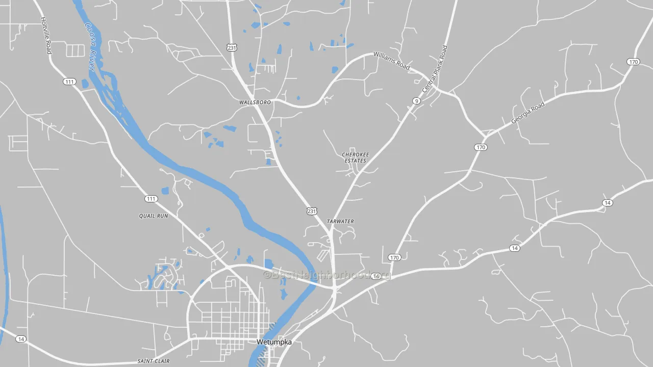 Transit Grade map of Wallsboro, AL