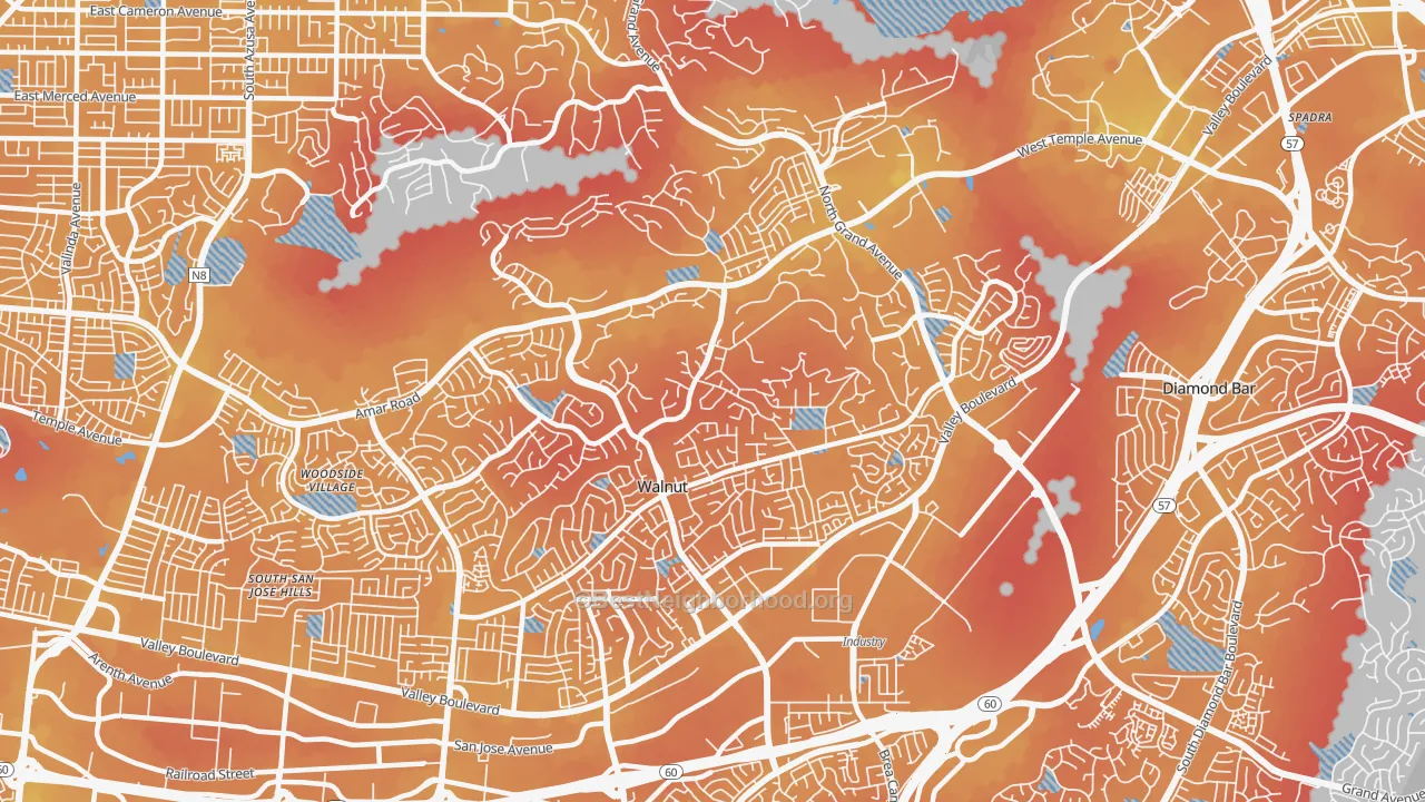 Transit Grade map of Walnut, CA