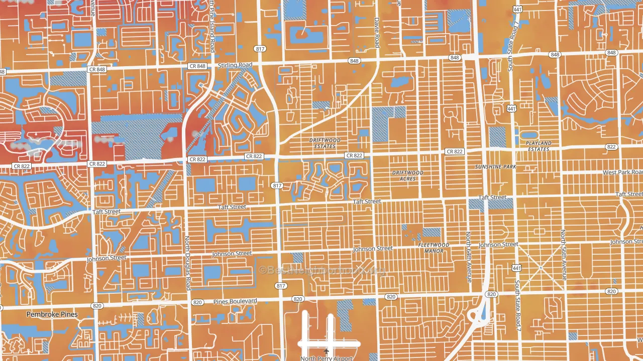 Transit Grade map of Walnut Creek, Pembroke Pines, FL