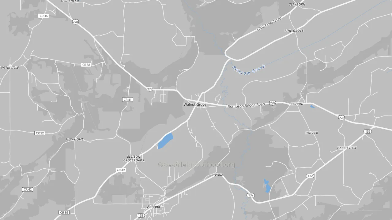 Transit Grade map of Walnut Grove, AL