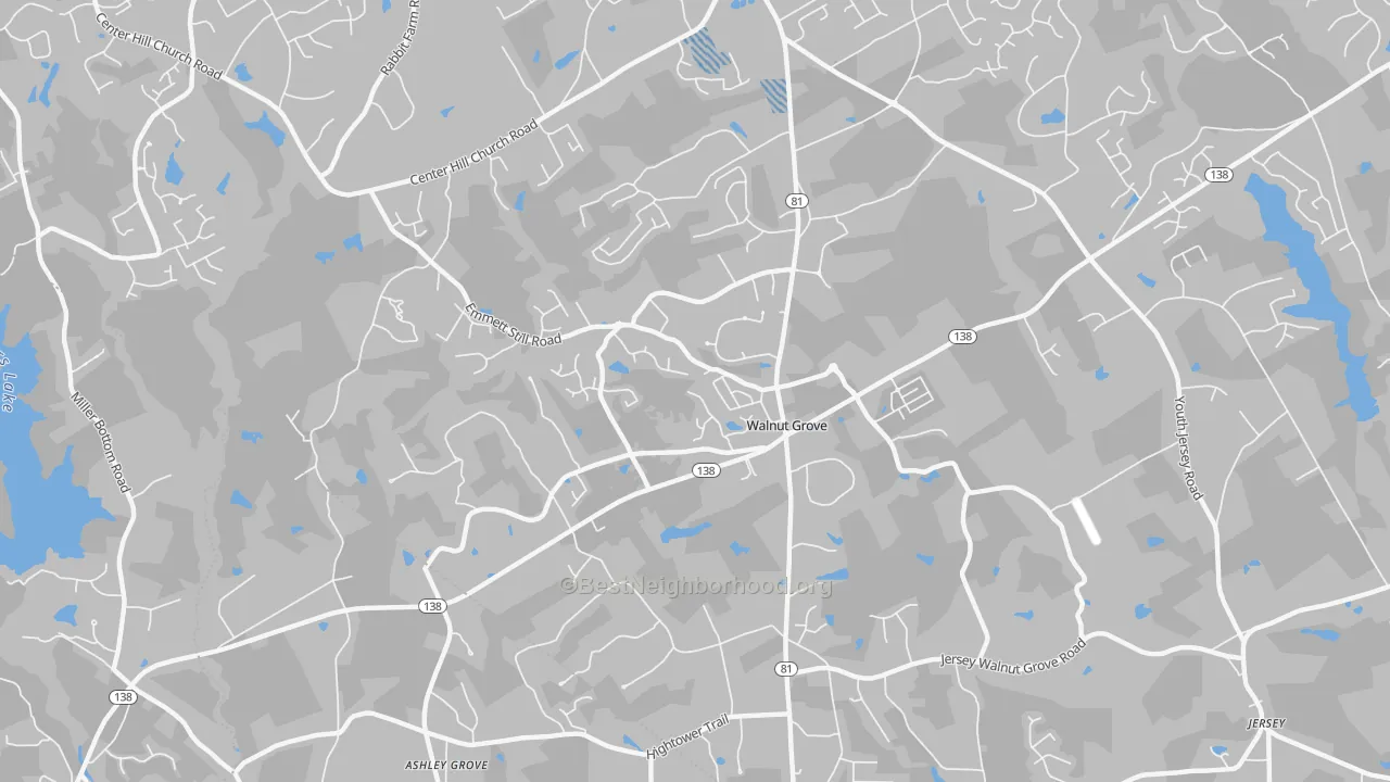 Transit Grade map of Walnut Grove, GA