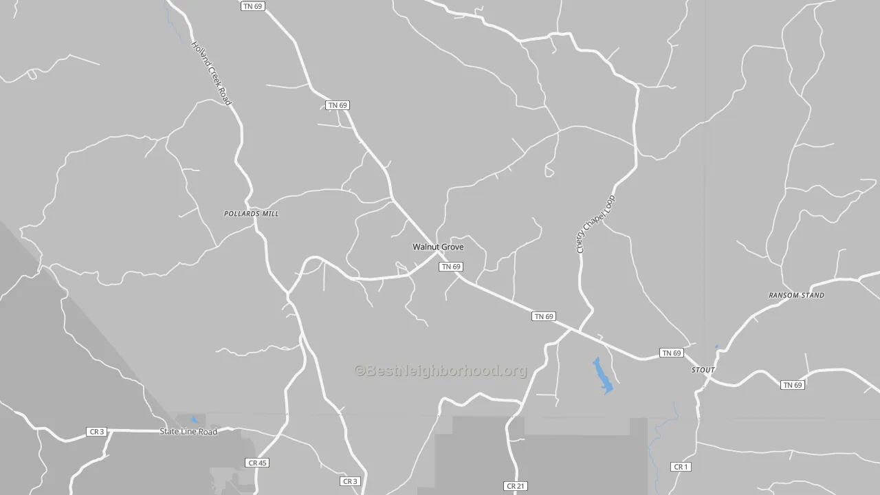 Transit Grade map of Walnut Grove, TN