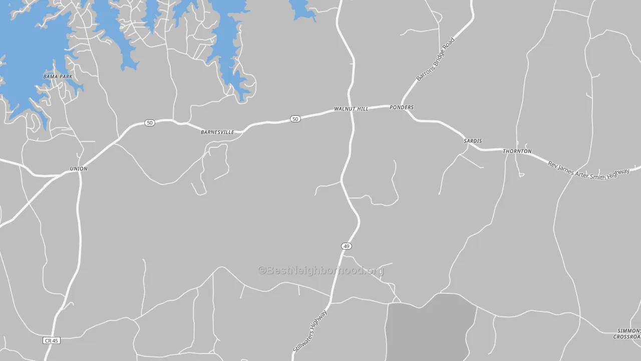 Transit Grade map of Walnut Hill, AL