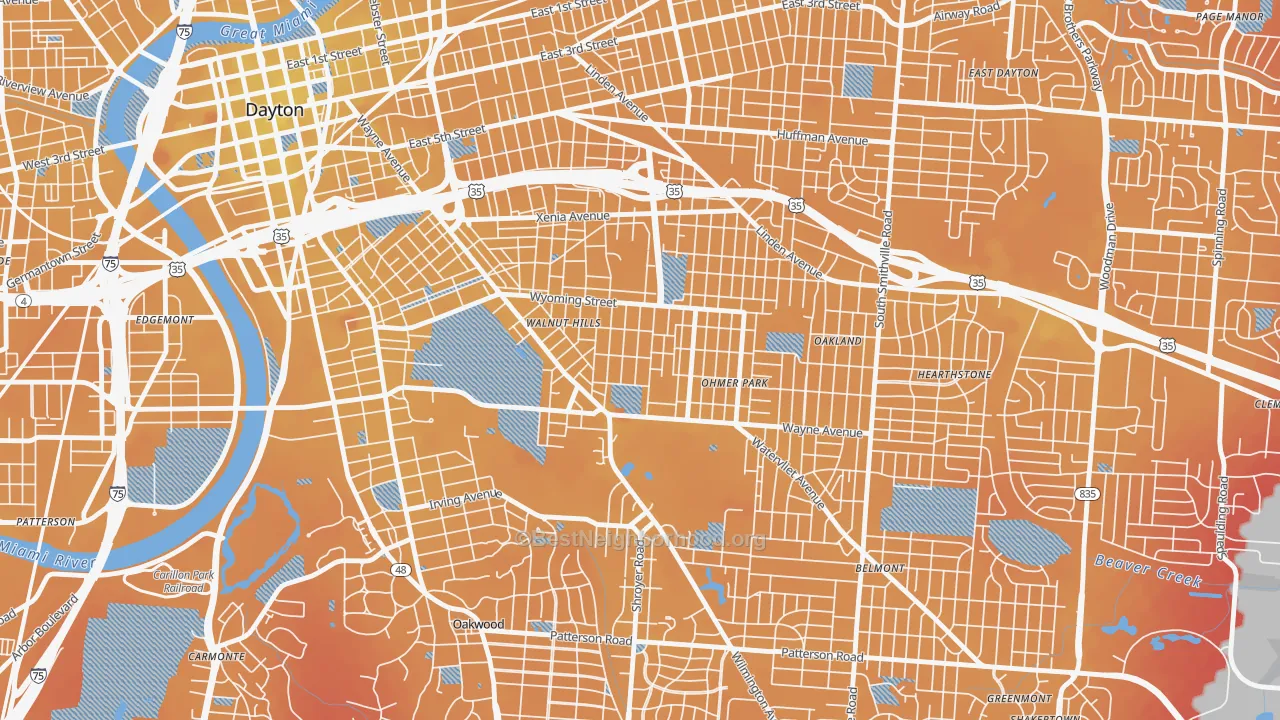 Transit Grade map of Walnut Hills-Dayton, Dayton, OH