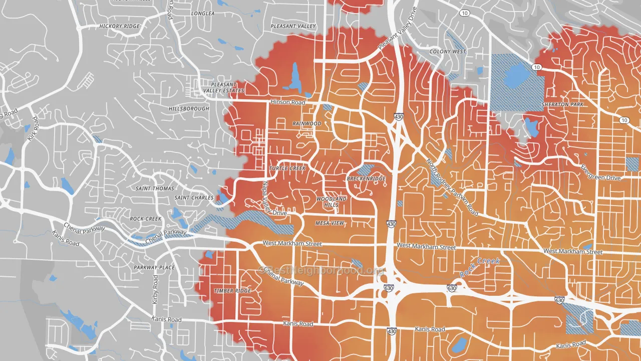 Transit Grade map of Walnut Valley, Little Rock, AR