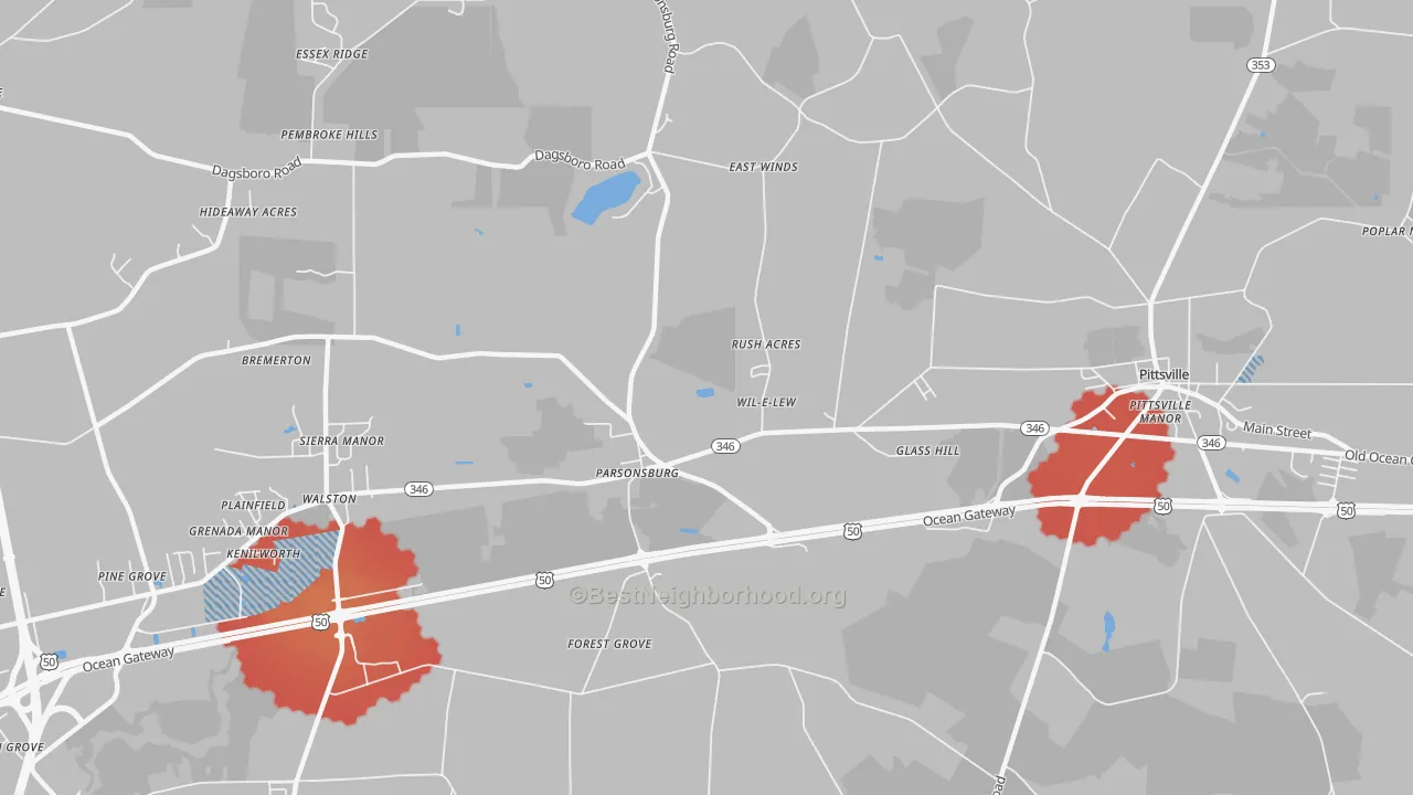 Transit Grade map of Walston, MD