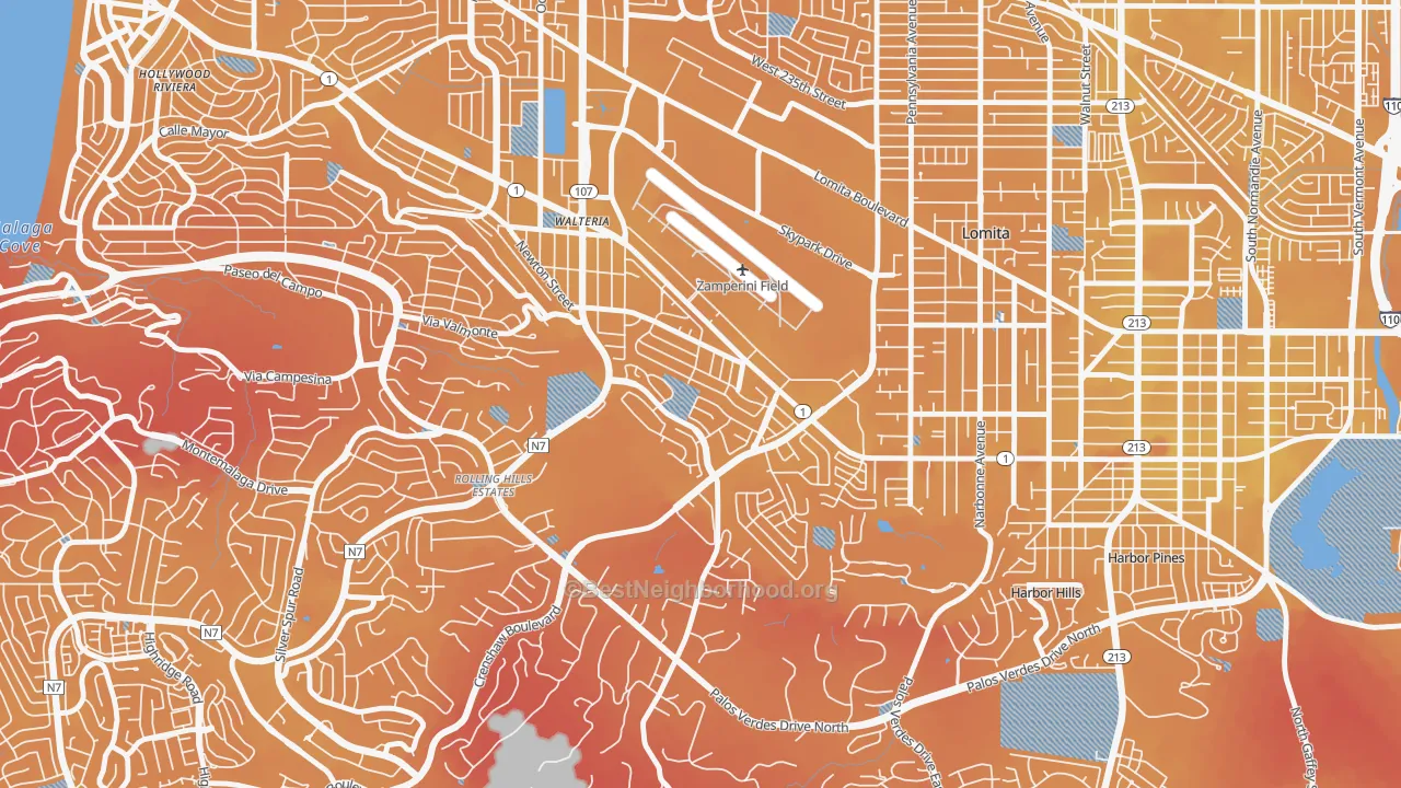 Transit Grade map of Walteria, Torrance, CA