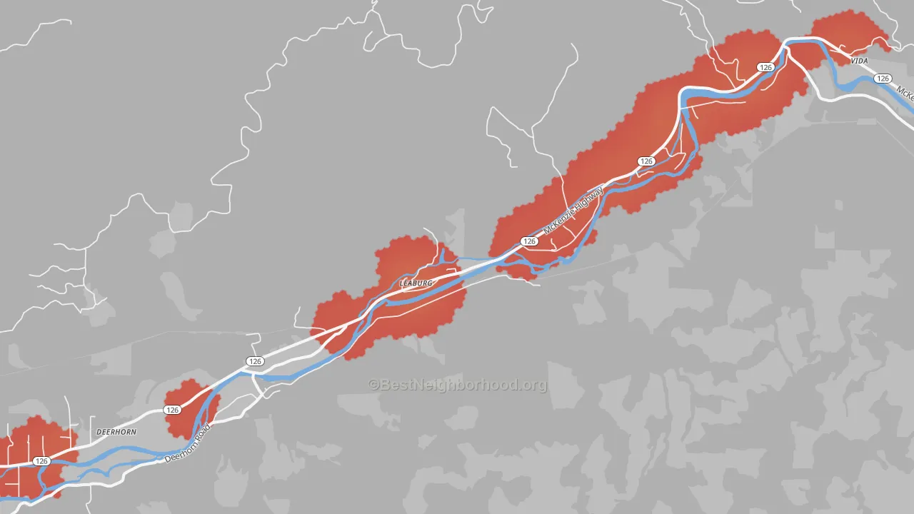 Transit Grade map of Walterville, OR