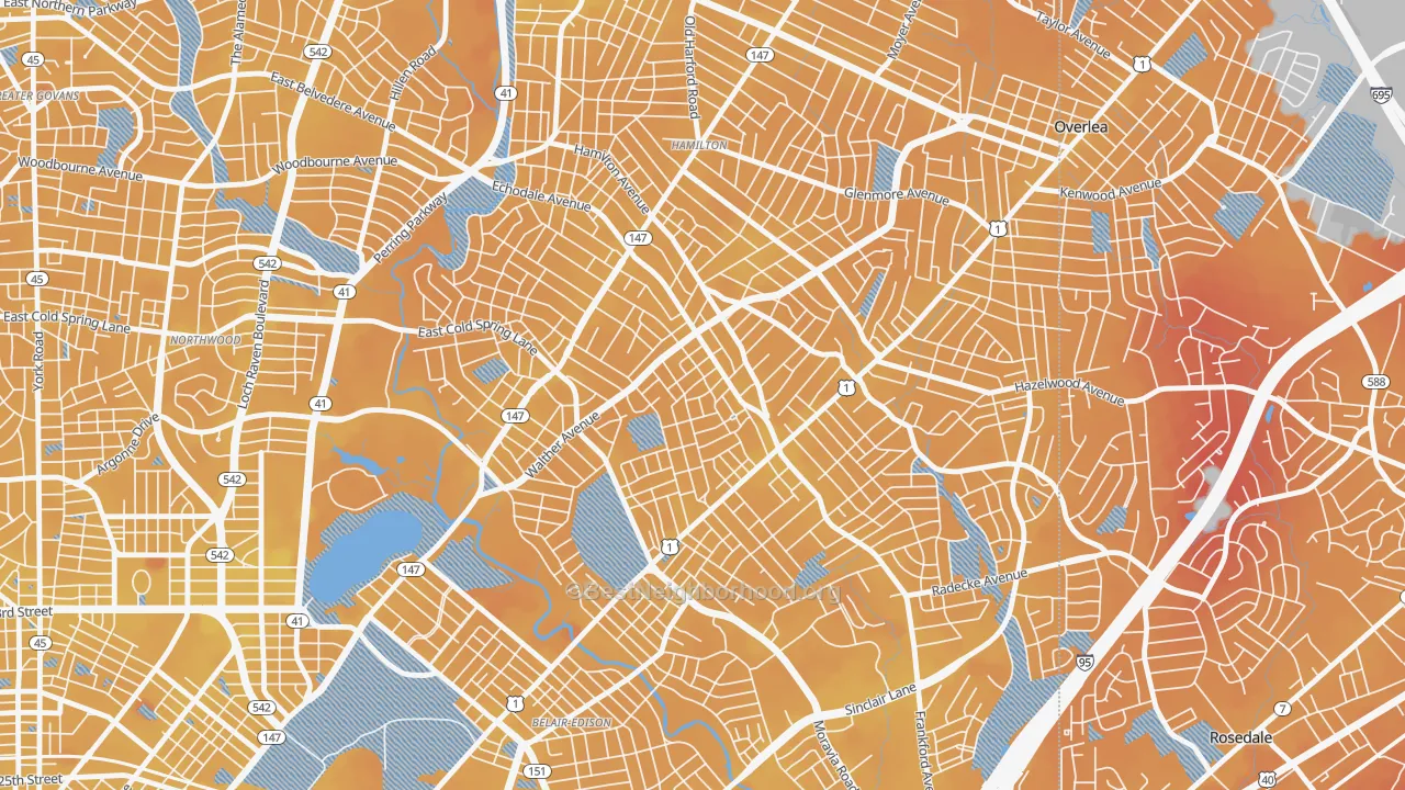 Transit Grade map of Waltherson, Baltimore, MD
