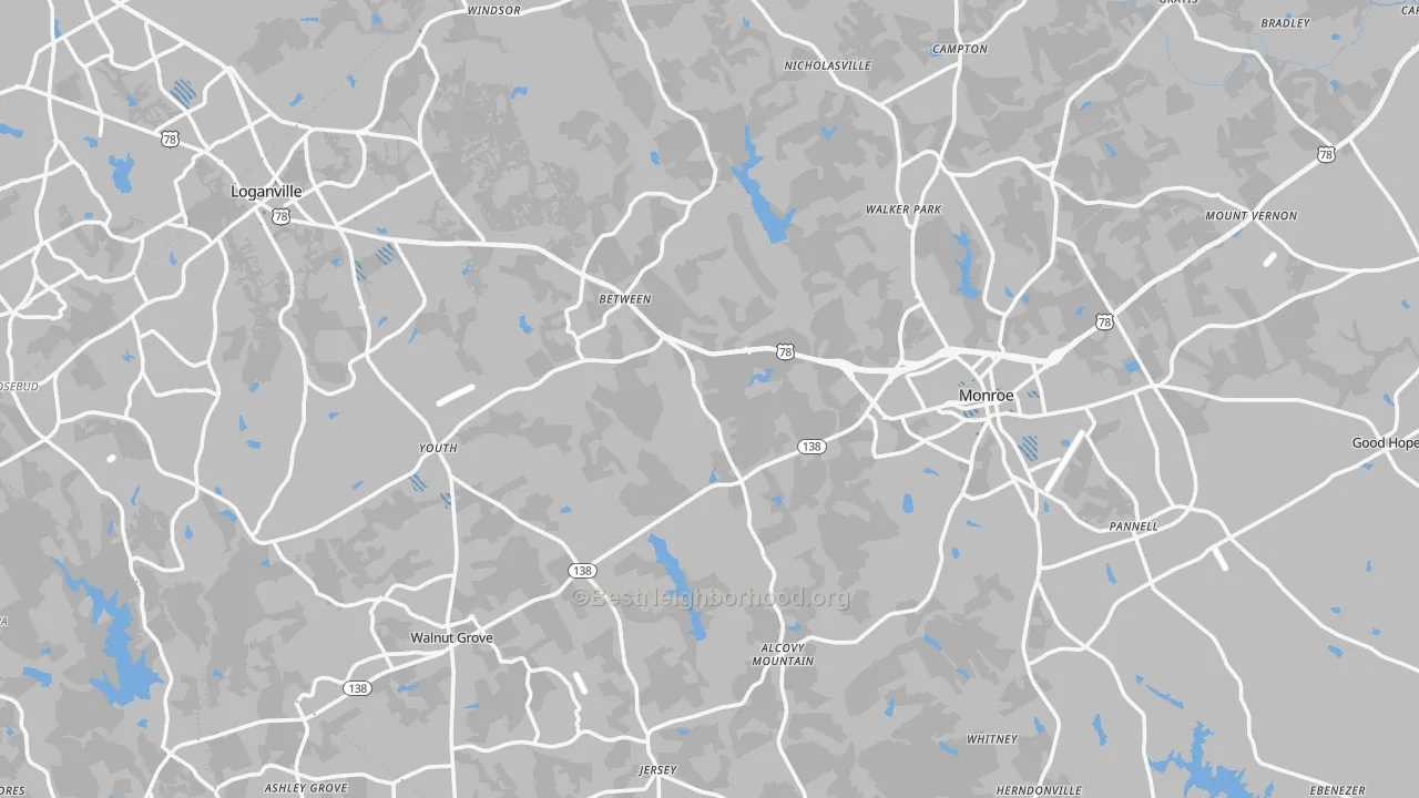 Transit Grade map of Walton County, GA