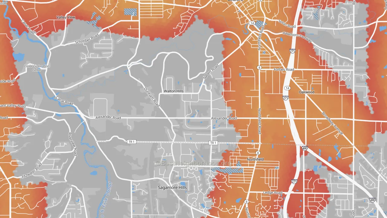 Transit Grade map of Walton Hills, OH