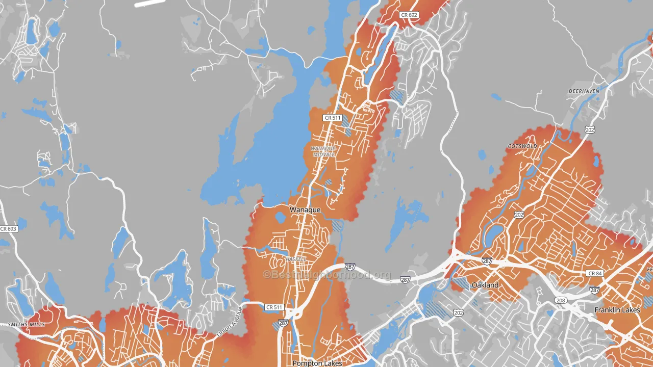 Transit Grade map of Wanaque, NJ