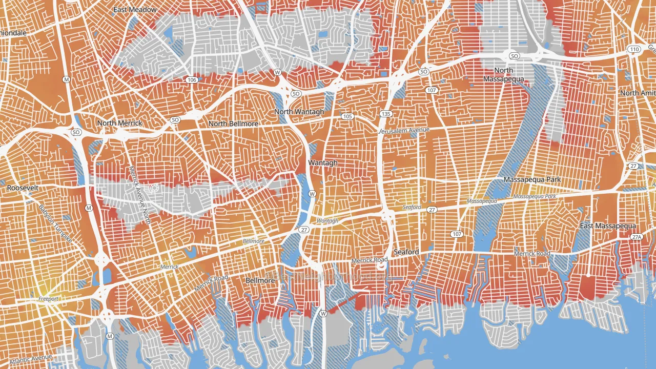 Transit Grade map of Wantagh, NY