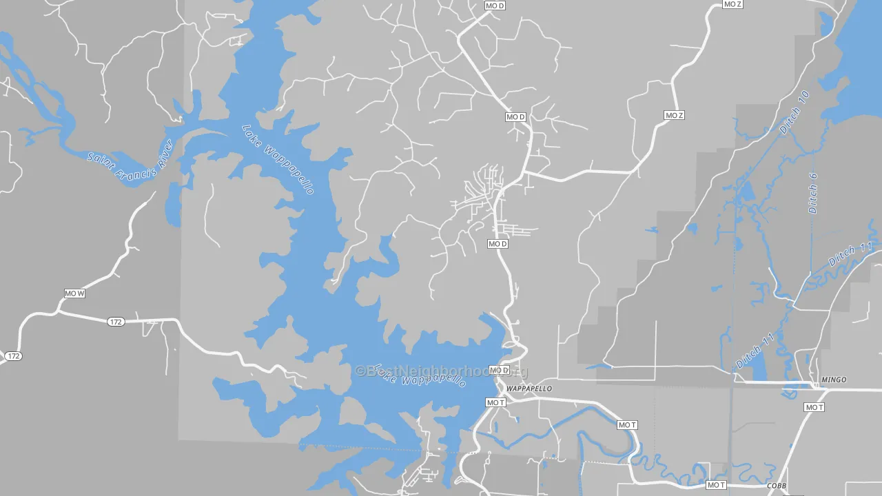 Transit Grade map of Wappapello, MO