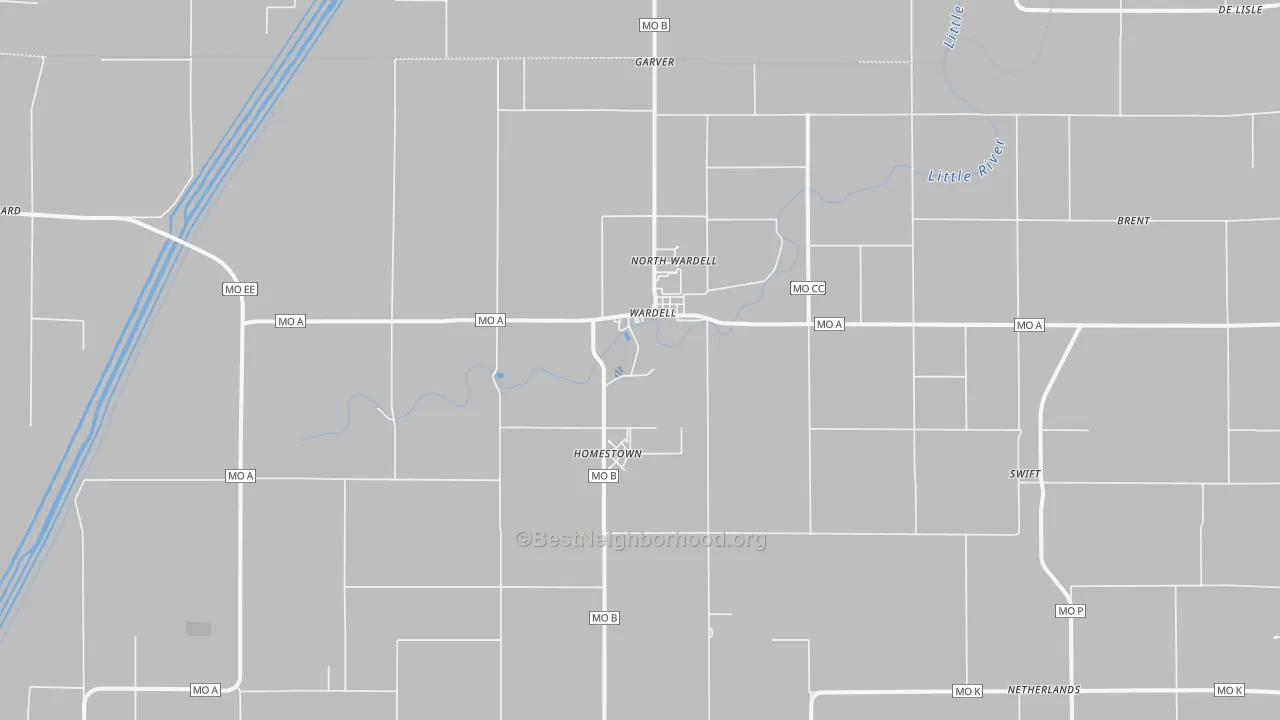 Transit Grade map of Wardell, MO