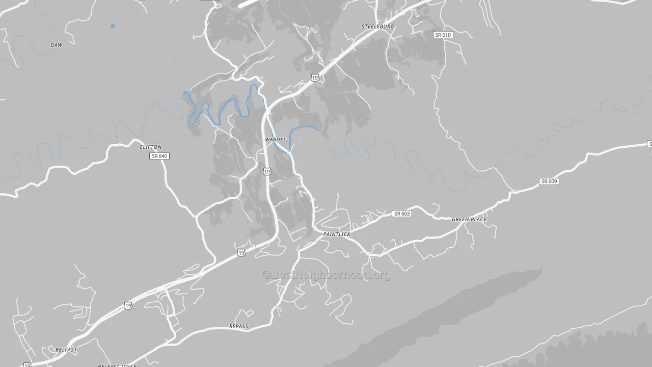 Transit Grade map of Wardell, VA