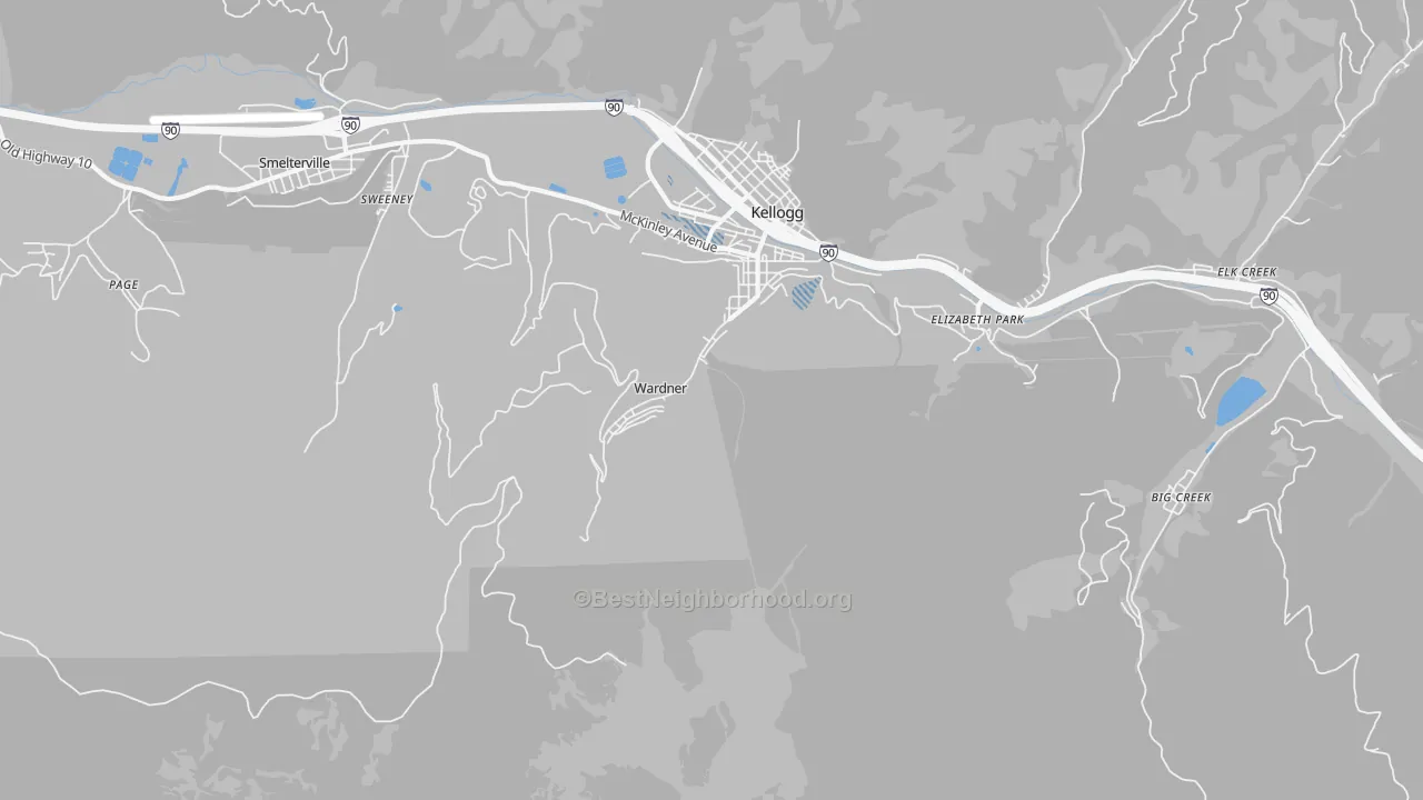 Transit Grade map of Wardner, ID
