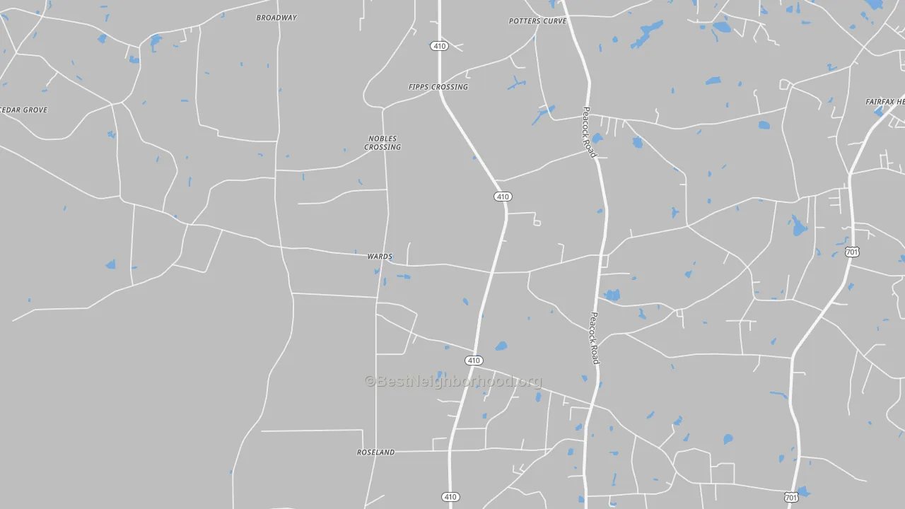 Transit Grade map of Wards, NC