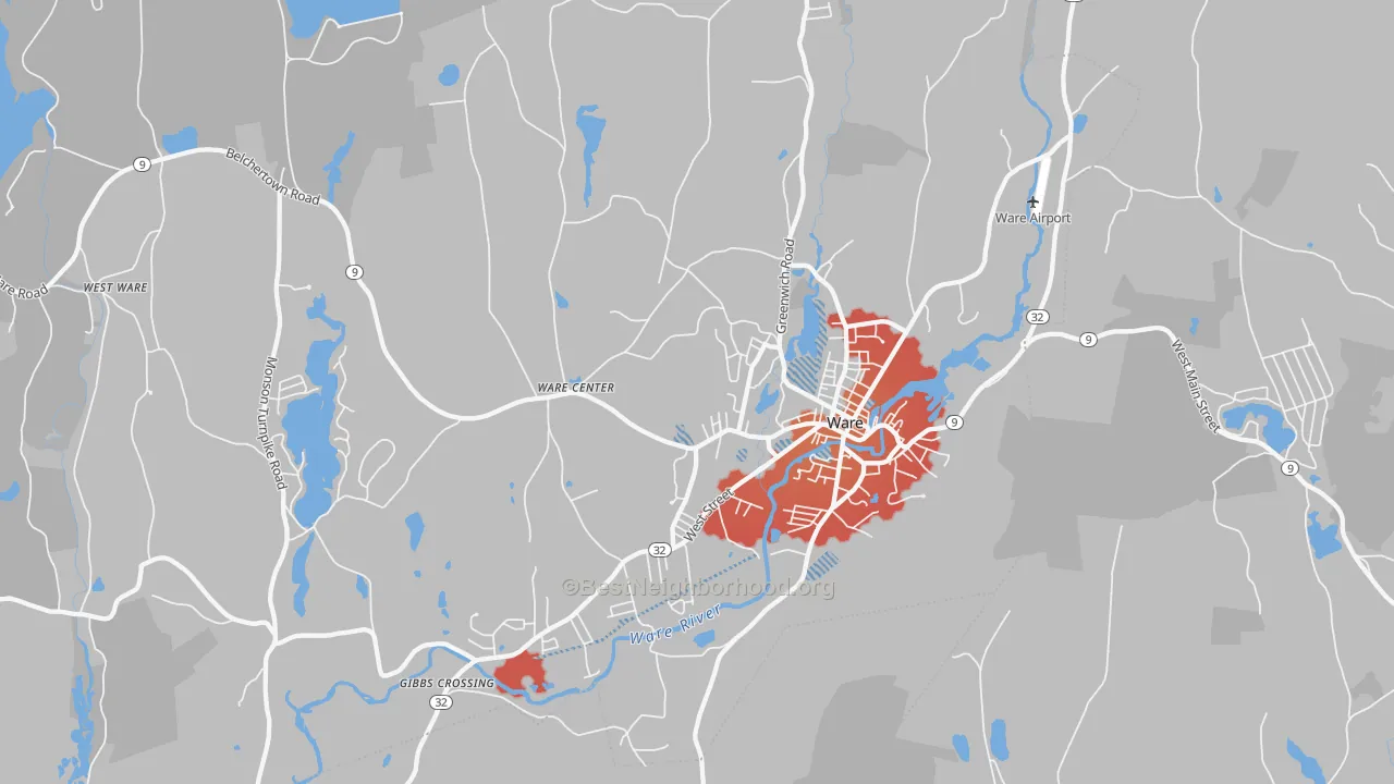 Transit Grade map of Ware, MA
