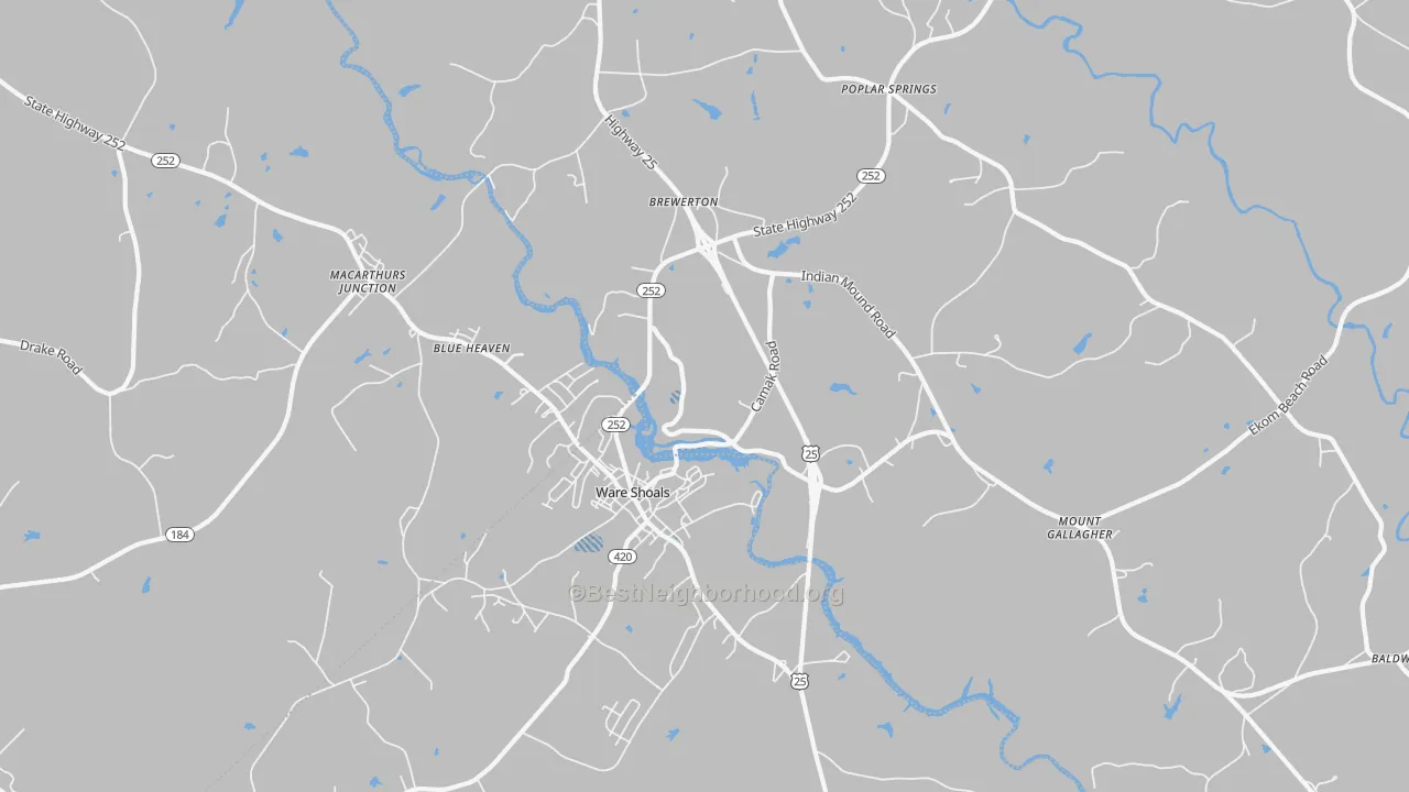 Transit Grade map of Ware Shoals, SC