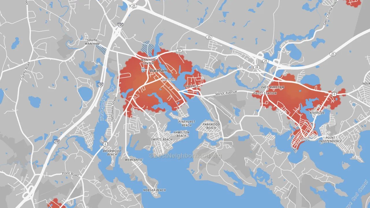 Transit Grade map of Wareham Center, MA