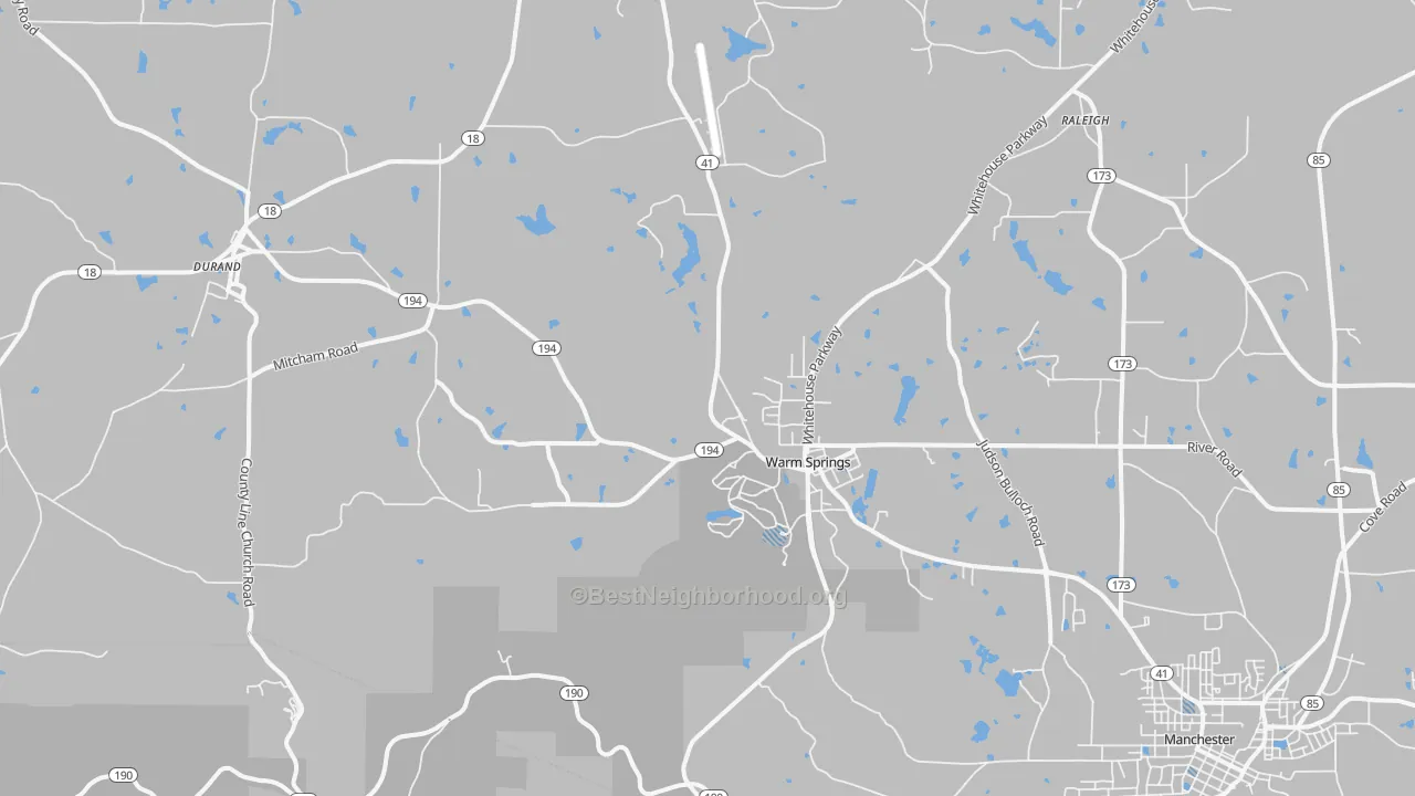 Transit Grade map of Warm Springs, GA