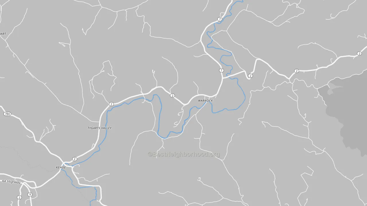 Transit Grade map of Warnock, KY
