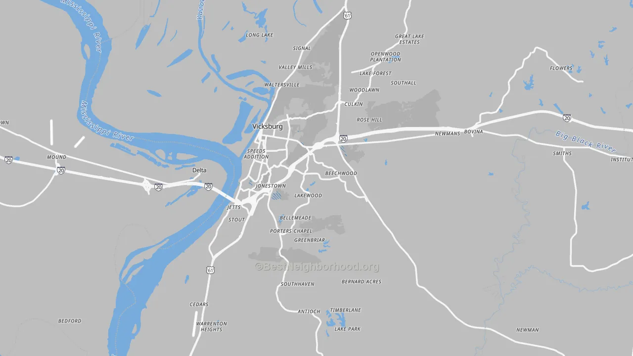 Transit Grade map of Warren County, MS
