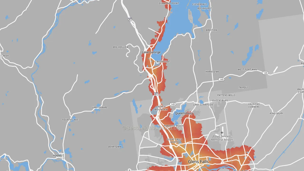 Transit Grade map of Warren County, NY