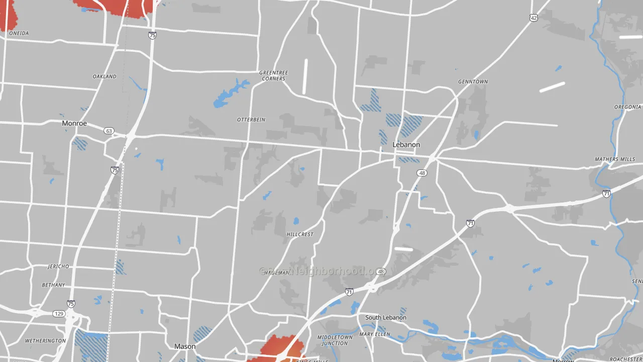 Transit Grade map of Warren County, OH