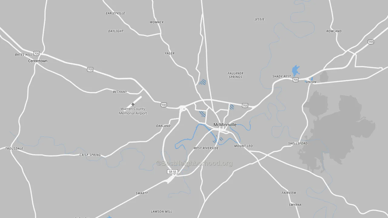 Transit Grade map of Warren County, TN