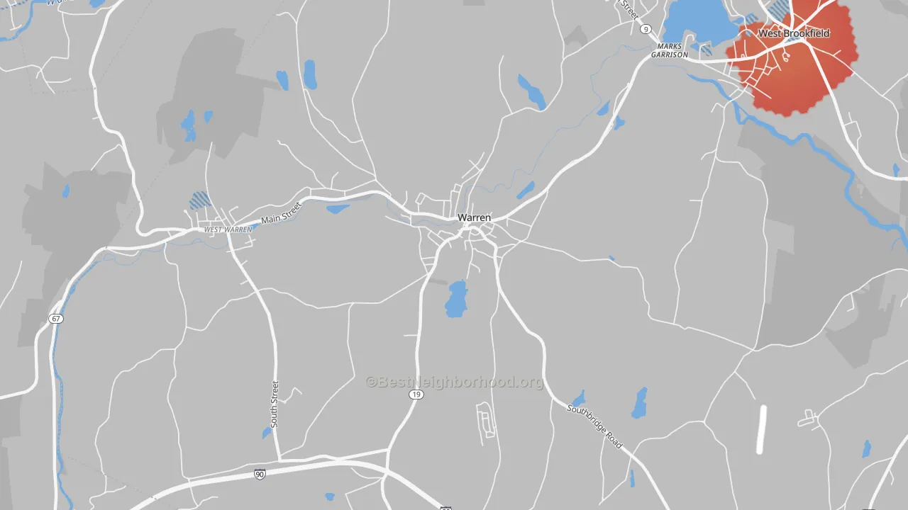 Transit Grade map of Warren, MA