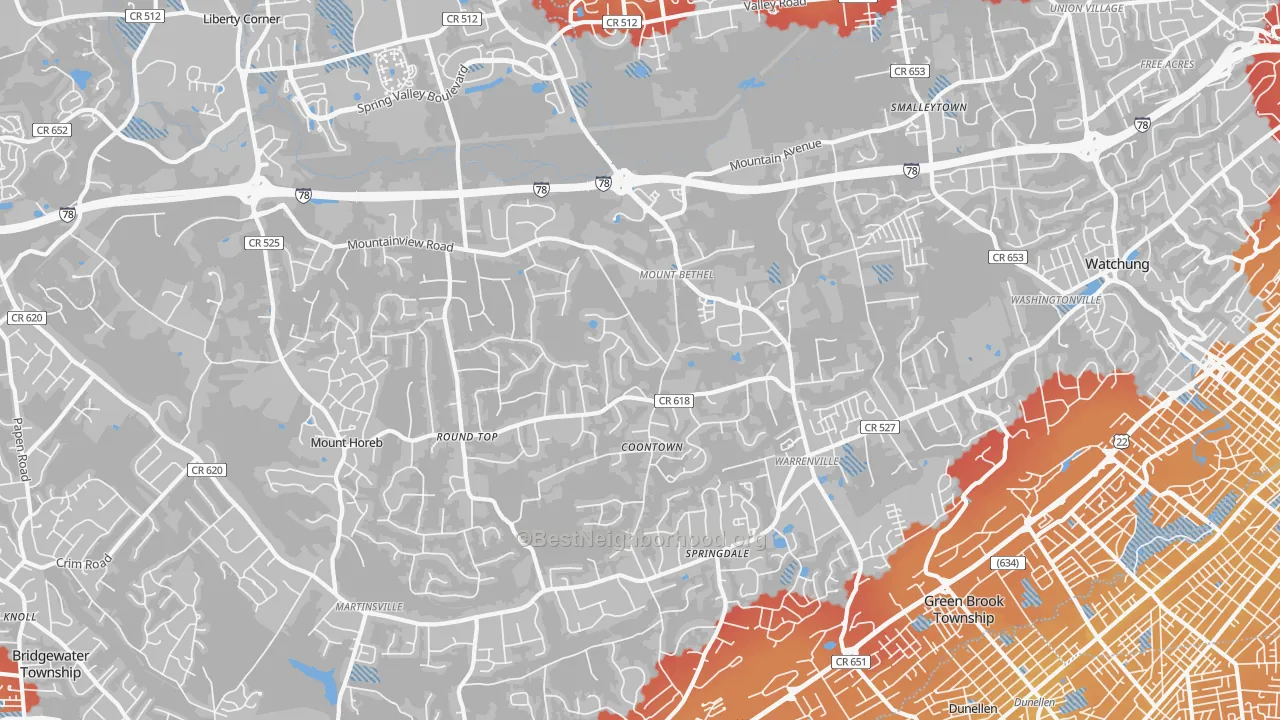 Transit Grade map of Warren, NJ