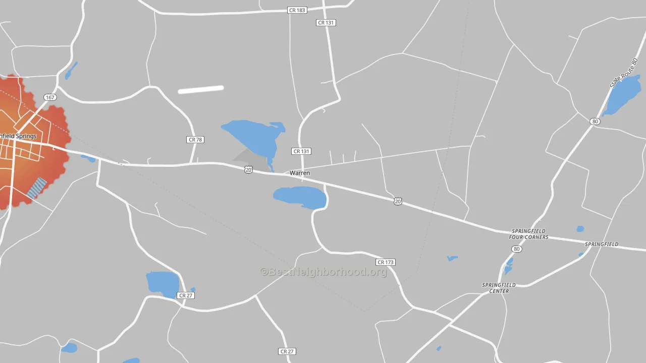 Transit Grade map of Warren, NY