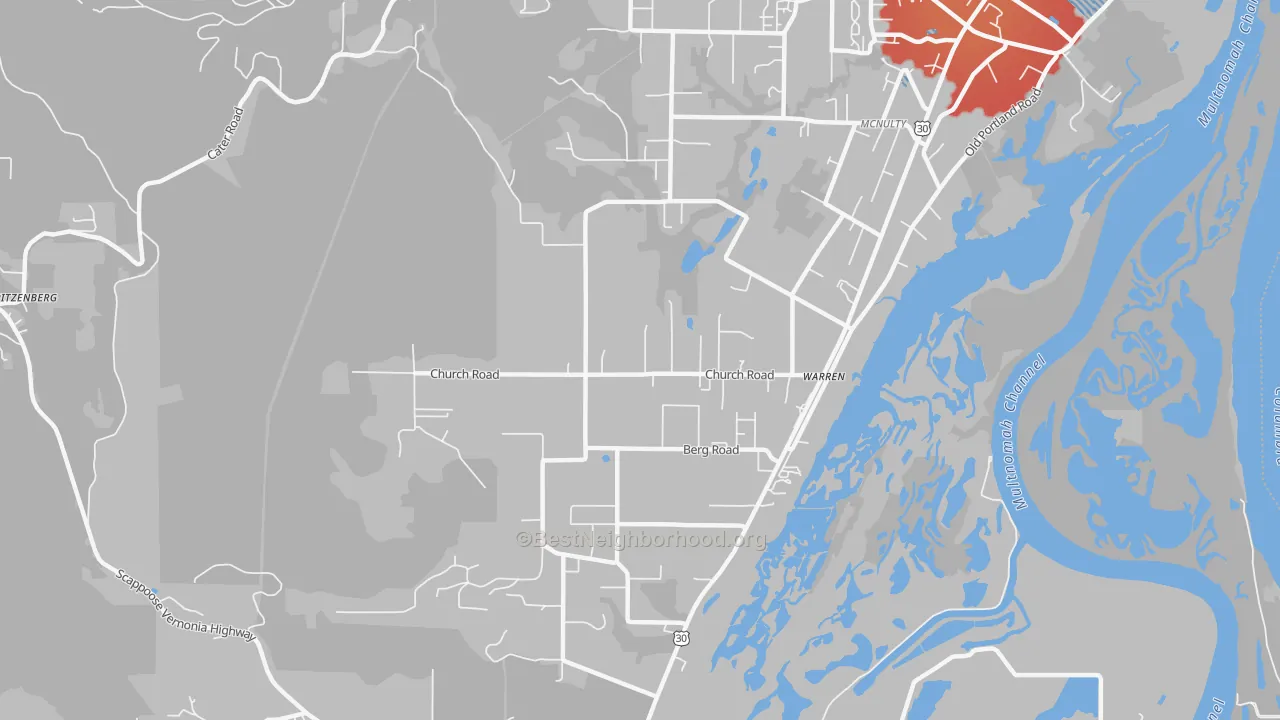Transit Grade map of Warren, OR