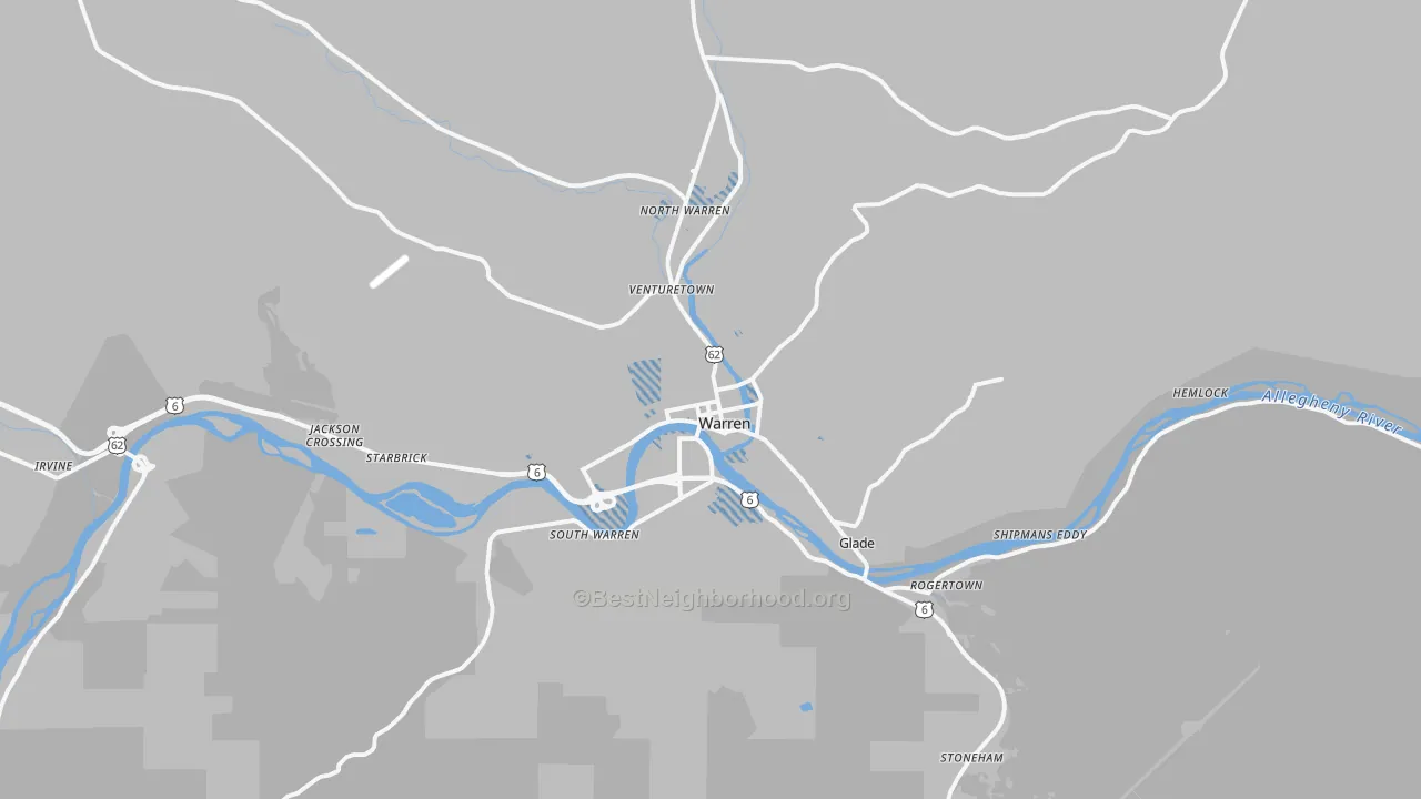 Transit Grade map of Warren, PA