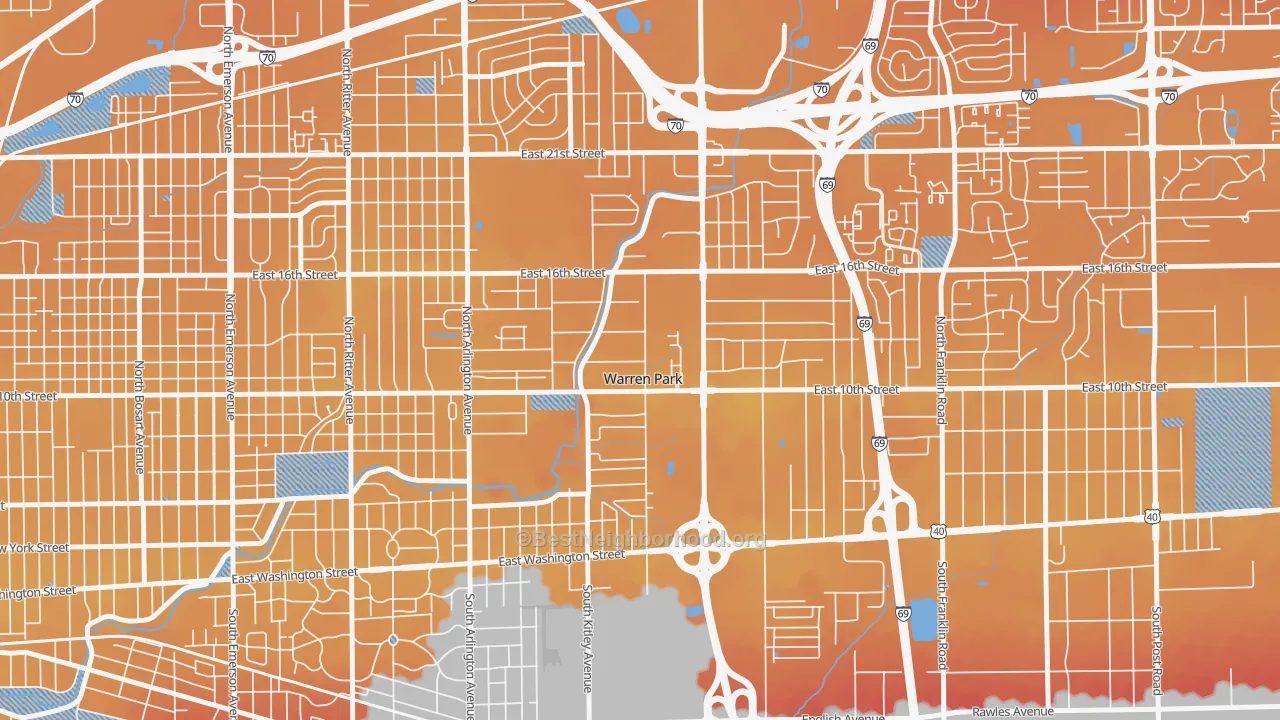 Transit Grade map of Warren Park, IN