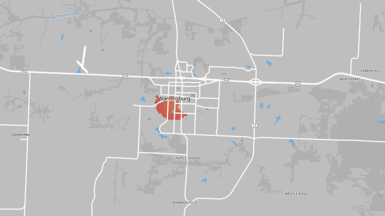 Transit Grade map of Warrensburg, MO