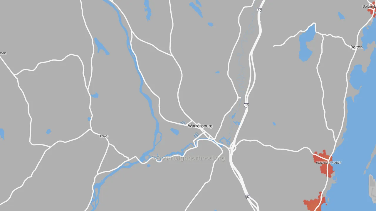 Transit Grade map of Warrensburg, NY