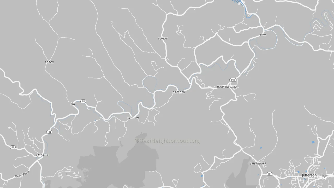 Transit Grade map of Warrensville, NC